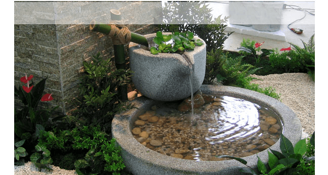 서울 강남 아파트 발코니 돌수반 미니 연못 정원 전경