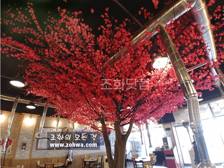 대구 고향참숯막창 — 붉은 매화 꽃 디테일