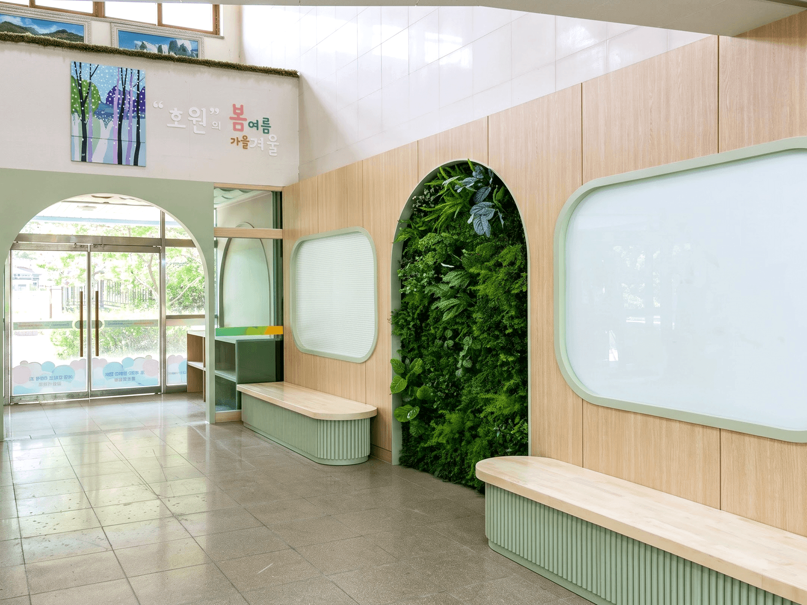 안산호원초등학교 — 완성된 중앙현관 로비