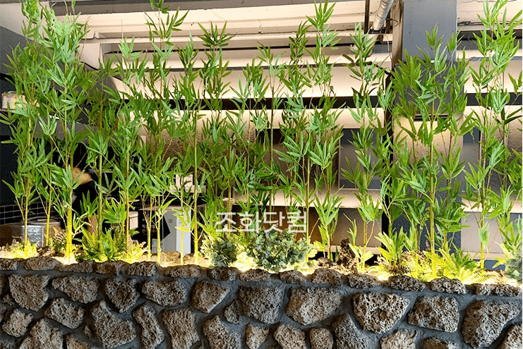 인천 청라 프라이빗 — 화산석 돌담 화단