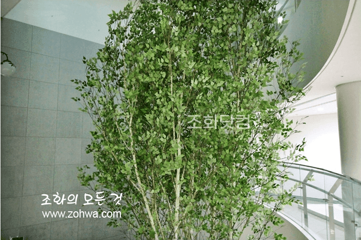 서울 경복초등학교 — 중앙홀에 세운 대형 인조 자작나무 전경